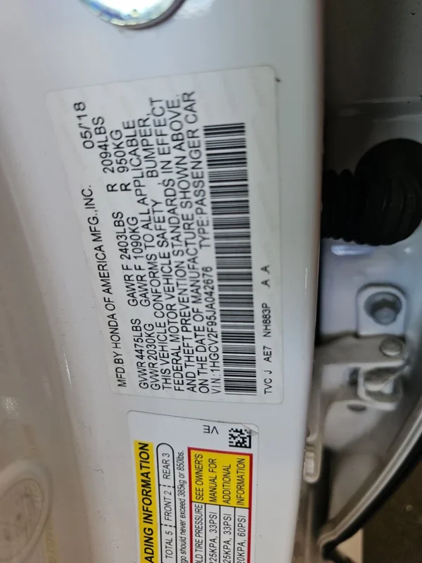 2018 Honda Accord Sedan Touring 2.0T