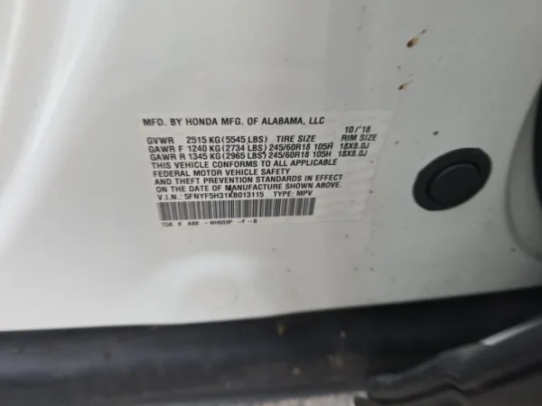 2019 Honda Pilot EX